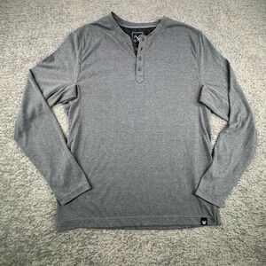 Vortex Long Sleeve Henley Shirt Gray Heathered Button Neck‎ Men's Size L